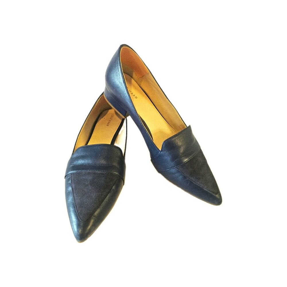 Cole Haan Women's Leather Loafer Flats Blue Pointed Toe Slip On US 9 B